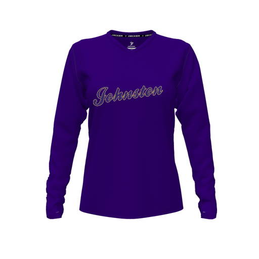 [CUS-DFW-TEES-CMF-VNK-LSL-PUR-FYXS-LOGO2] Decker Comfort T-Shirt (Female Youth XS, Purple, V Neck, Logo 2, Long Sleeve)