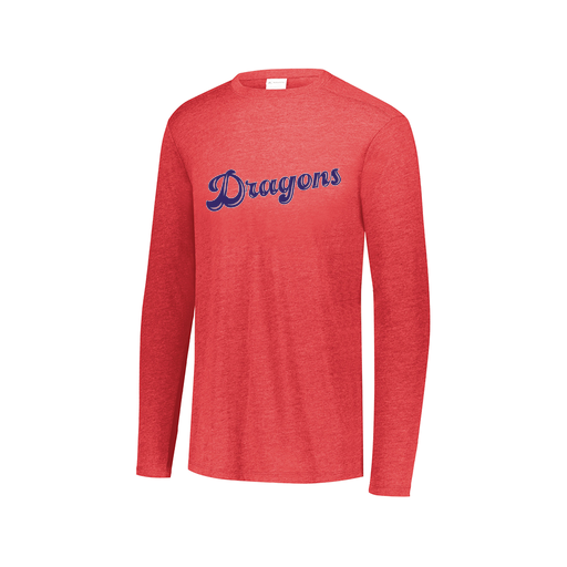 [FTLCUBRD-AXS-LOGO1] Decker Men's Tri-Blend T-Shirt - Long Sleeve (Adult XS, Red, Logo 1)